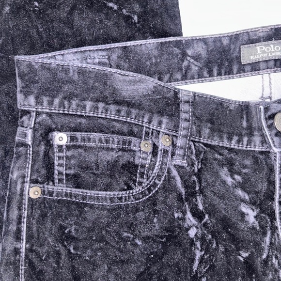 Polo Ralph Lauren Tompkins Mid Rise Skinny Black Crushed Velvet Pants Womens 30R - Picture 9 of 16